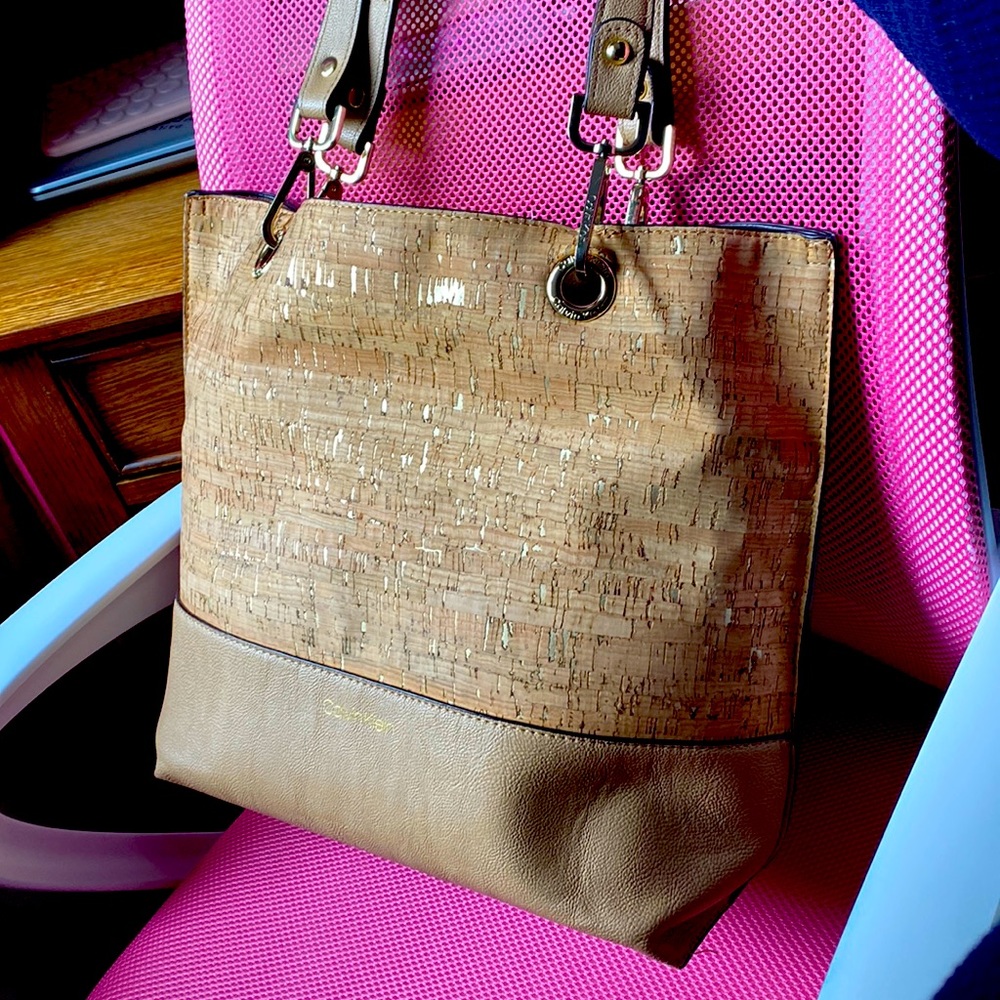 Calvin Klein Tan and Cork Bag